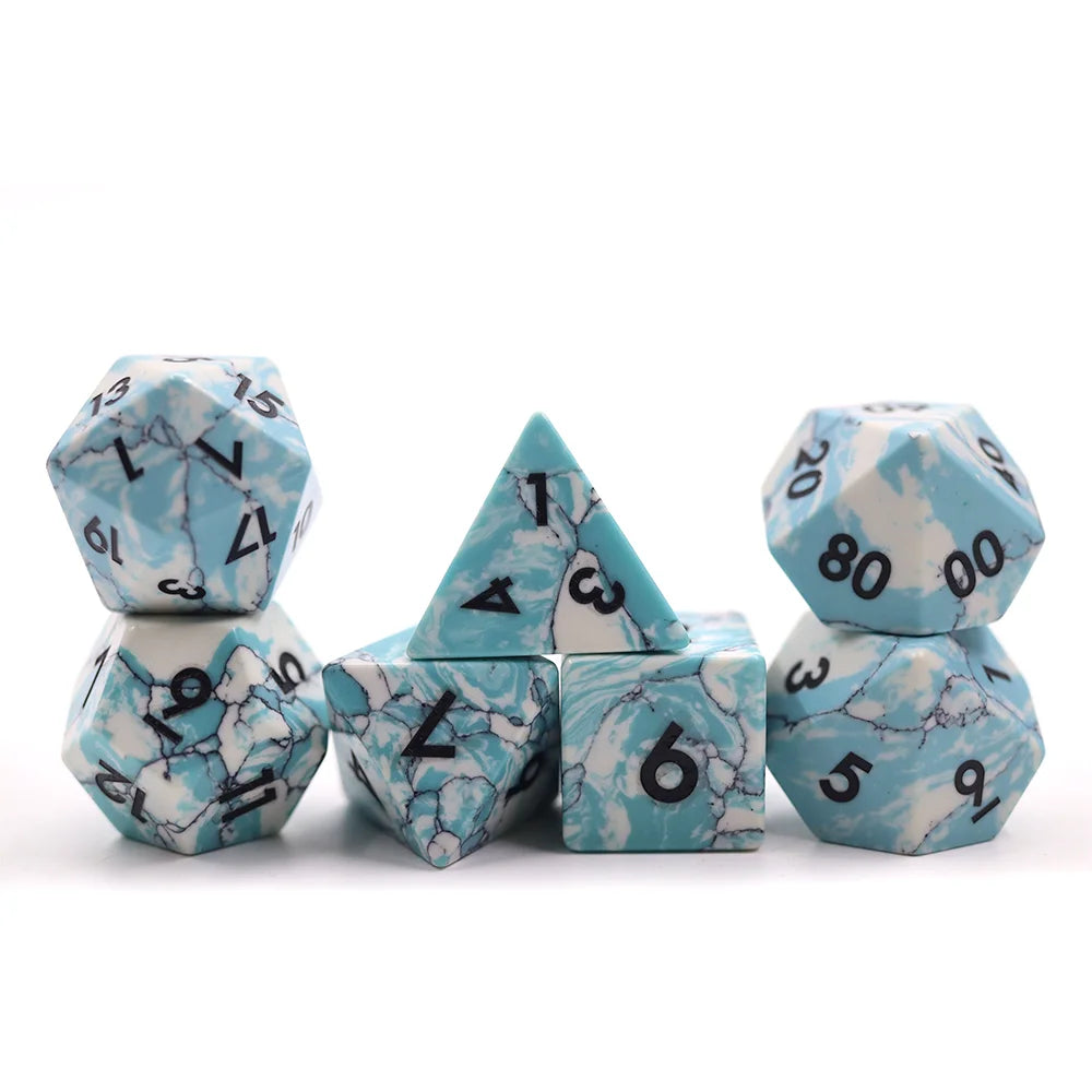 Hot Sale 7pcs Dnd Polyhedral Dice Set Cracked Blue Gemstone Style