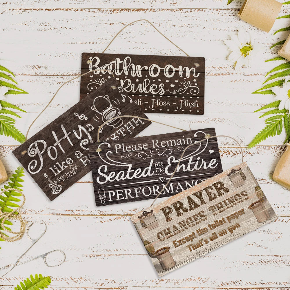 Putuo Decor Wash Your Hands Wooden Plaque Sign Hanging Wood Sign for Bathroom Toilet Laundry Decoration