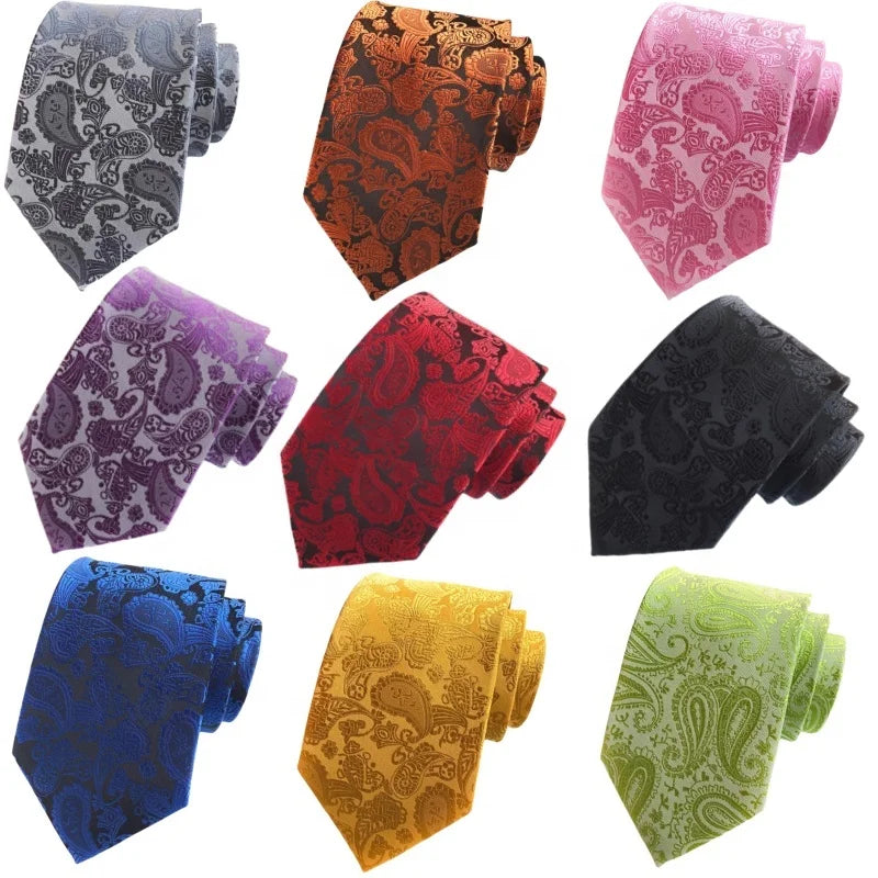 Custom Neckties Men Jacquard Woven Casual Cravate Pour Homme Polyester Paisley Neck Ties for Men