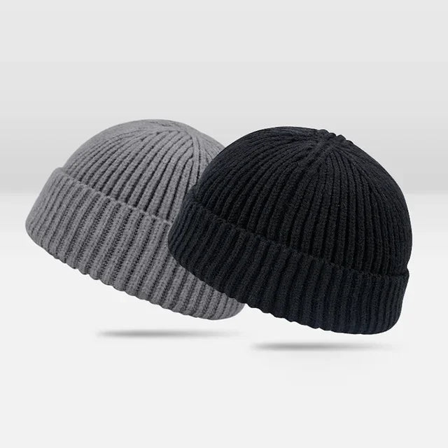 Unisex Adult Winter Roll up Skull Cap Blank Black Knit Custom Logo Custom Fisherman Beanie Short Beanie Hats