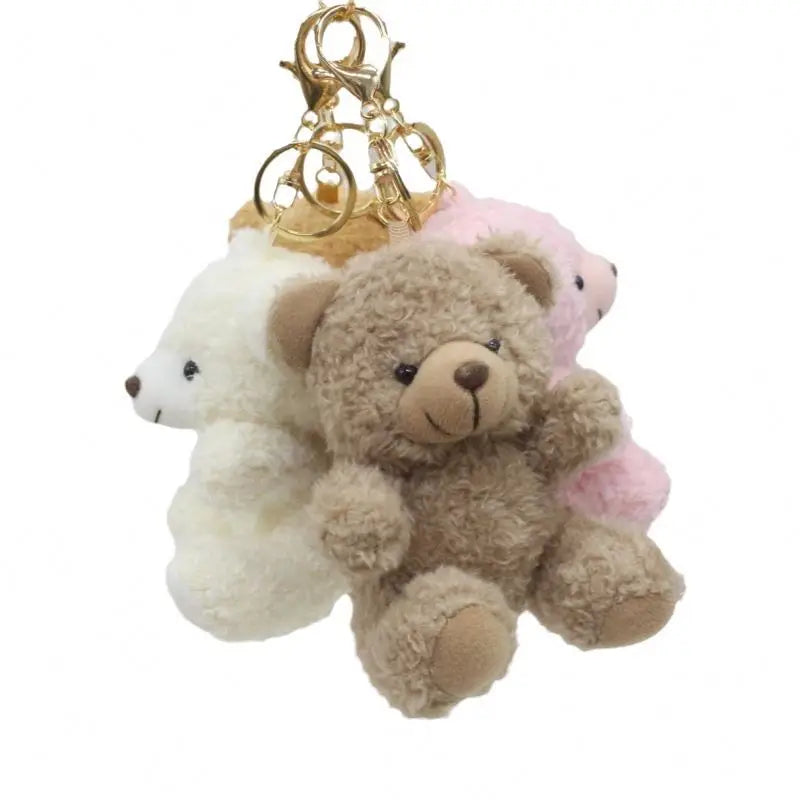 Cute Soft Stuffed Animal Mini Plush Teddy Bear Keychain Cartoon Bunny Rabbit Doll Toy Charm Pendant Bear Keychain Backpack Decor