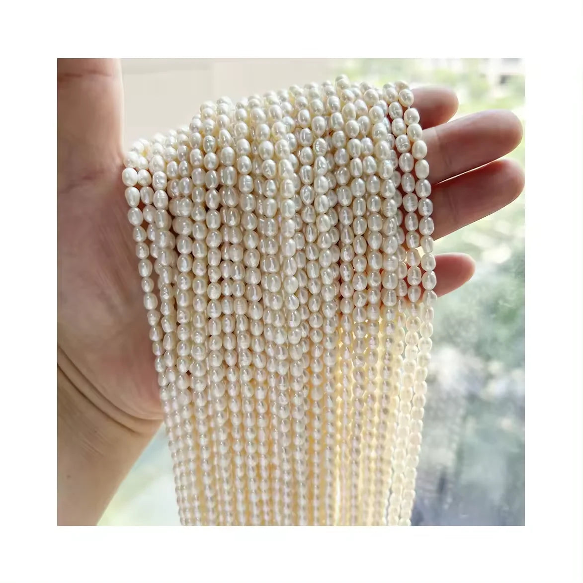 4 mm Rice Shape Mini Natural Pearls Wholesale Freshwater Loose Pearl Strandmini Freshwater Pearls-AA Grade 3.8-4.2 mm