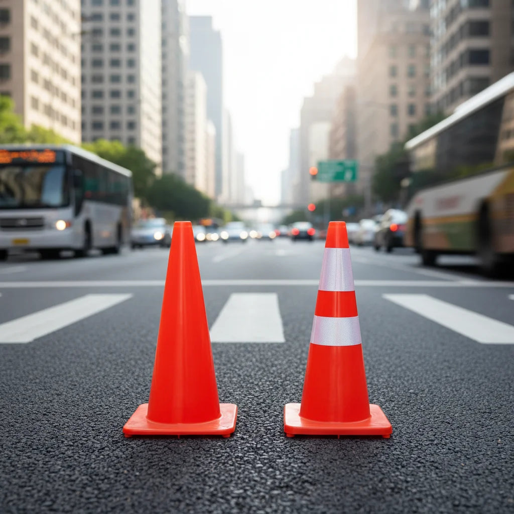 70cm 75cm 90cm Heavy Duty PVC Foldable Traffic Cones Black Base With White Reflector Traffic Safety Warning Road Cone Wholesale