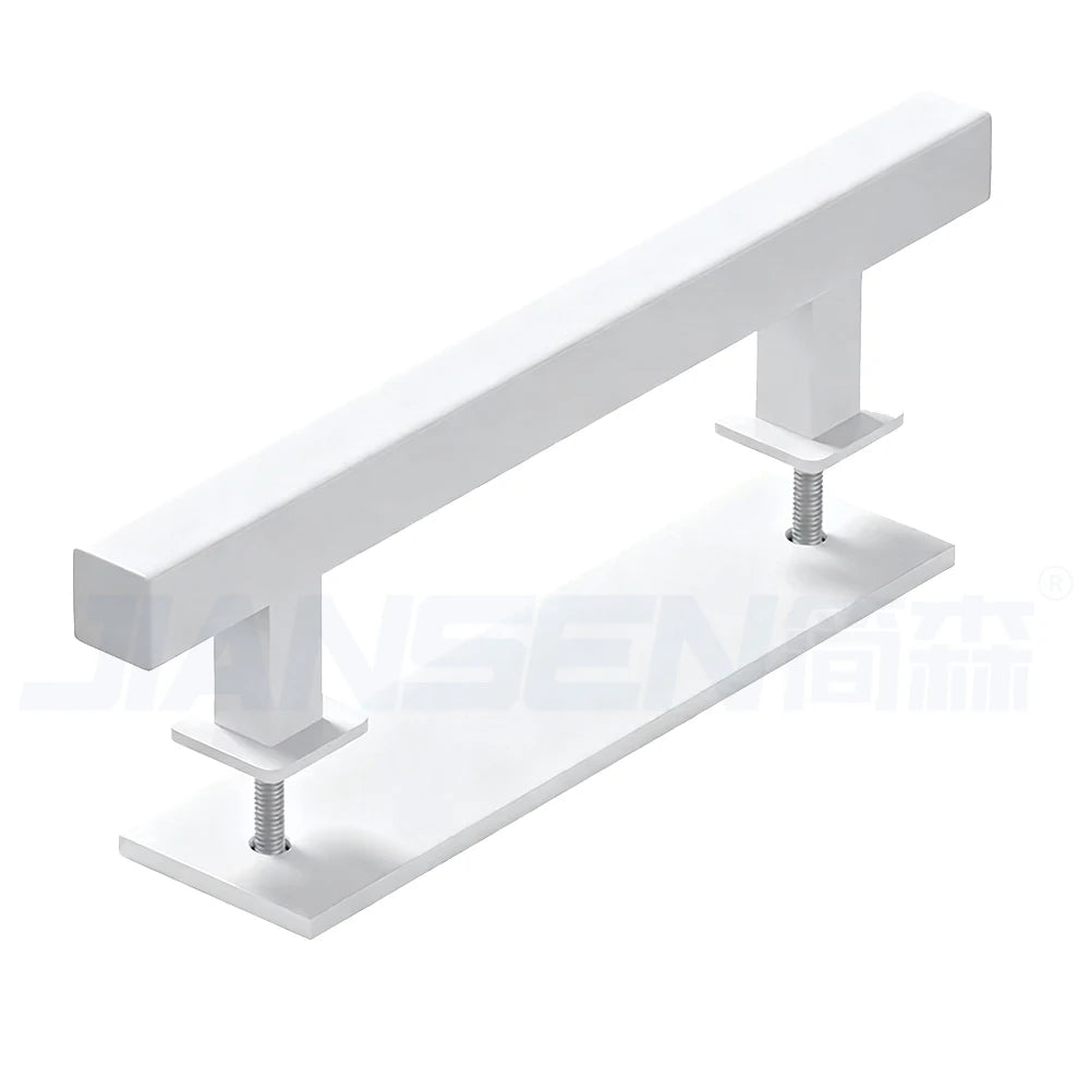 Square Pull and Flush Door Handle Set Heavy Duty Powder Coated White Sliding Barn Door Handle Hardware