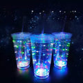 Eco-Friendly 450Ml Cups Double Wall Led With Lids and Straws Plastic Funny Mugs Led Double Wall Tumbler Cups for Bar Ktv Party
