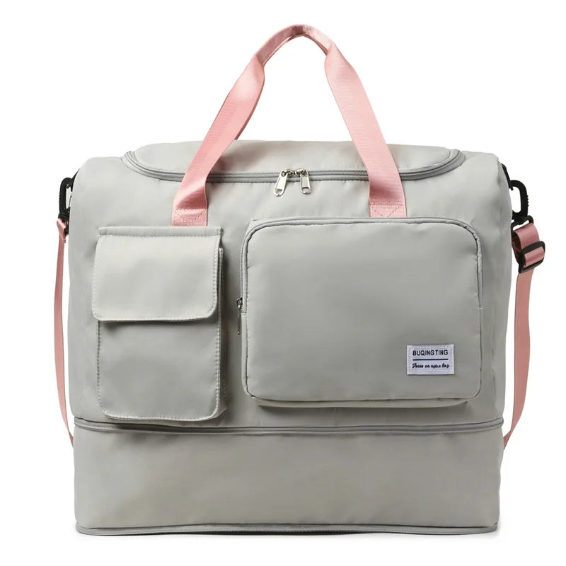 Custom Logo Women's Fashion Duffel Bag Outdoor Travel & Multifunctional Yoga Tote with Shoe Pocket for Sports Gym & Travel