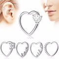 1Pair Zircon Heart Hoop Nose Ear Rings Helix Tragus Cartilage Earring Body Piercing
