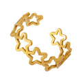 Customized Exquisite Romantic Hollow Five-Point Star18K PVD Plating Stainless Steel Opening Ring Adjustable Jewelry for Women