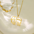 NEWNORTH Custom Name Necklace Stainless Steel Jewelry Custom Letter Animal Lion Elephant Hollow Name Pendant Necklace for Women