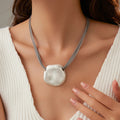 Fashion Alloy Leather Rope Pendant Necklace Irregular Hand-drawn Gold Plated Magnetic Necklace for Women