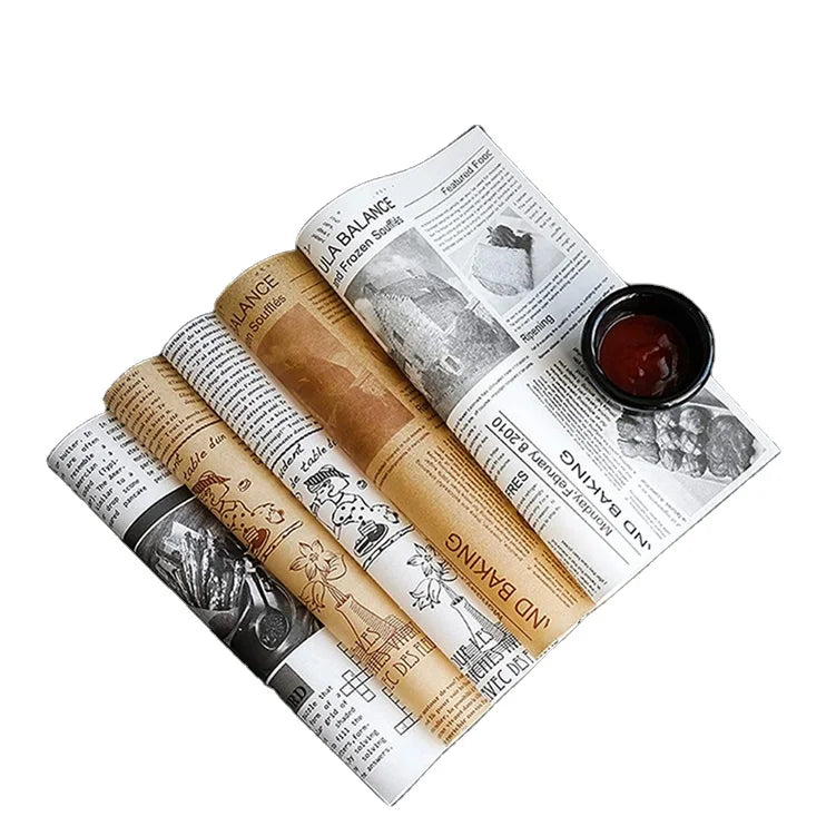 Hot Sell Custom Printed Coated Oil Resistant Grease Proof Non-Stick Biodegradable Kraft Unbleached Sandwich Burger Cookie Bread