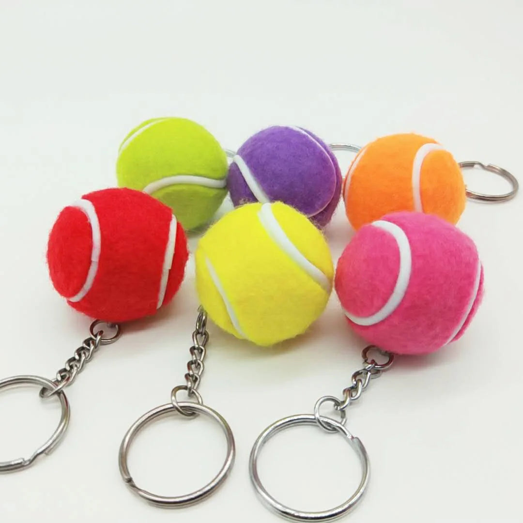 6 Color Key Chain Tennis Ball Keychain Car Key Chain Sports Keyring Sliver Color Pendant Hot Selling