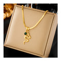New Snake Chain 18k Gold Tarnish Free 316l Stainless Steel Zircon Snake Pendant Necklace Jewelry for Women