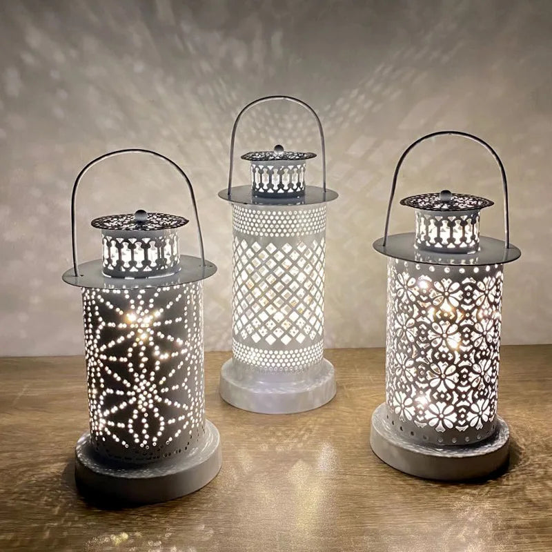 Custom logo Home Decoration Hollow Wind Lantern Candle Iron Crafts European and American Luxury Room Holder Night Light