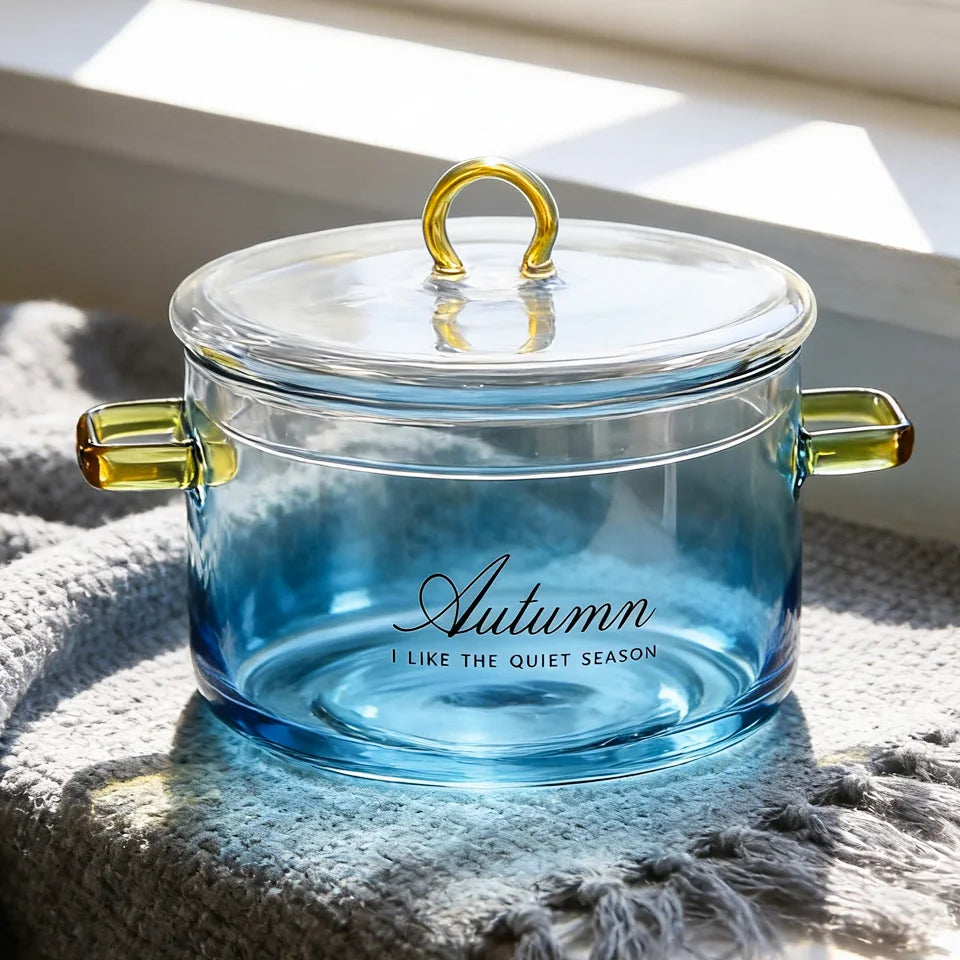 900ml Gradient Blue High Borosilicate Glass Kitchen Accessories Thickening Heat Resistant Cooking Bowl Classic for Mixed Salad
