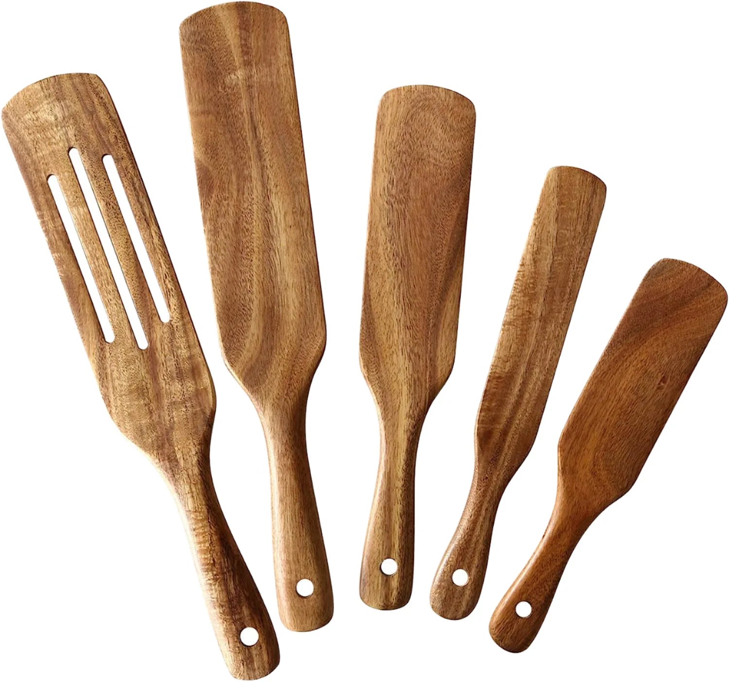 5-Piece Nonstick Spatula Cookware Set Custom Salad Stirring Sauce Drain Omelette Spurtle Made Bamboo Acacia Teak Home Kitchen