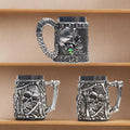 3D Grim Reaper Sickle Skeleton Tankard MBA04 Stainless Steel Resin Death Skull Mug for Cosplay Gothic RPG Lovers Bar Gift