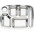 LIHONG Stainless Steel Food Grade Lunch Tray Fast Food With 4/5/6 Compartment Rice Tray for School Canteen