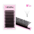 Inc 6D W Shape Eyelash Extensions Veyelash Automatic Flowering Double Tips 3D Bloom Premade Fans Vegan Cruelty-Free Matte Black