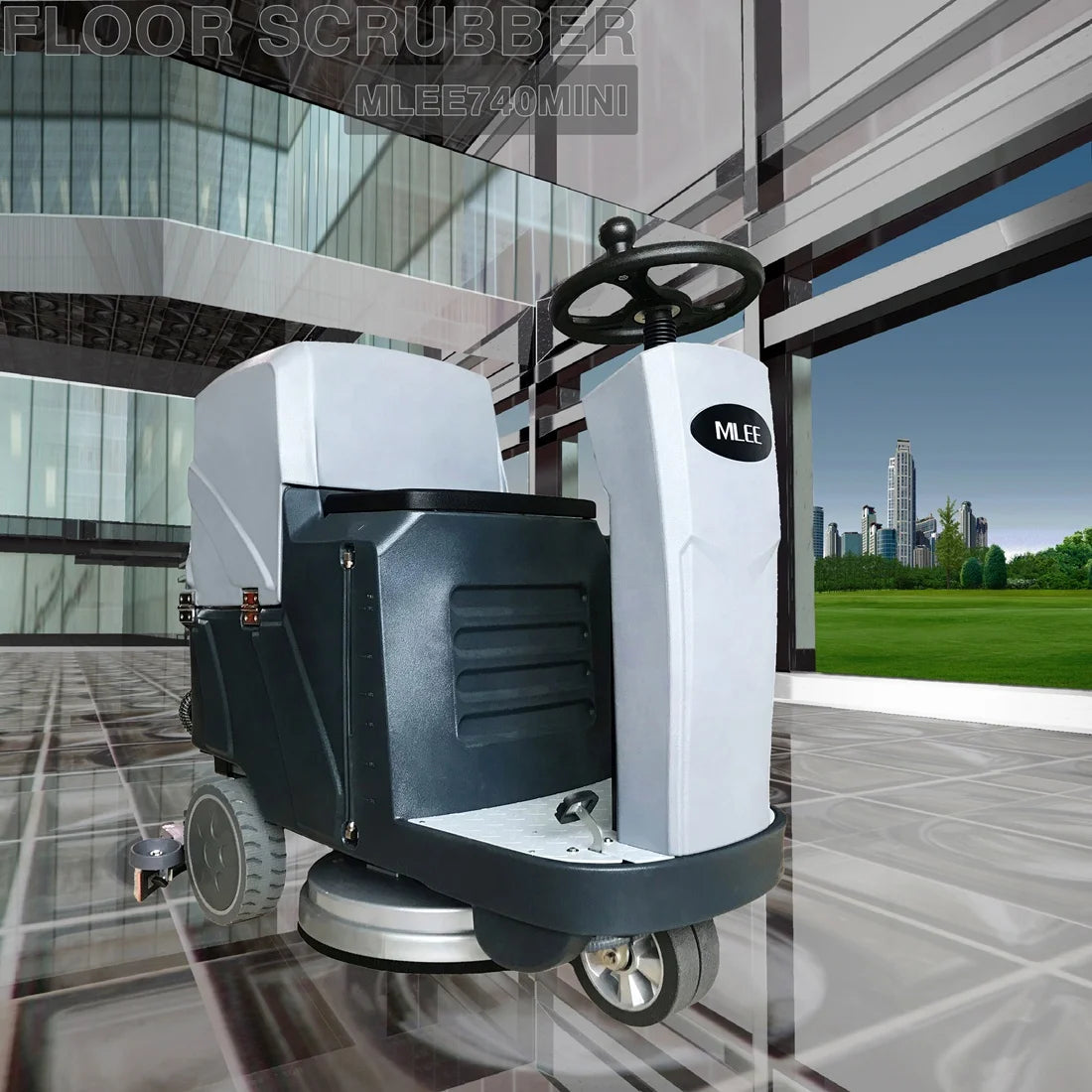 -740MINI Electric Ride-On New 24V Industrial Marble Concrete Scrubber Dryer Grout Floor Machine MegaBDM