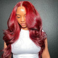 99j Red Burgundy Color Vietnam Hair Body Wave Peruvian Hair Wig Ombre Color With Transparent Lace Wigs for Black Women