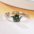 3 Years Plating Lasting Abiding Diamond Engagement Ring Solid 925 Sterling Silver 6.5mm Solitaire Green Moissanite Wedding Ring