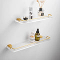 Luxury Wall Mount Shower Organizer Rack Brushed Gold Bathroom Wall Shelf