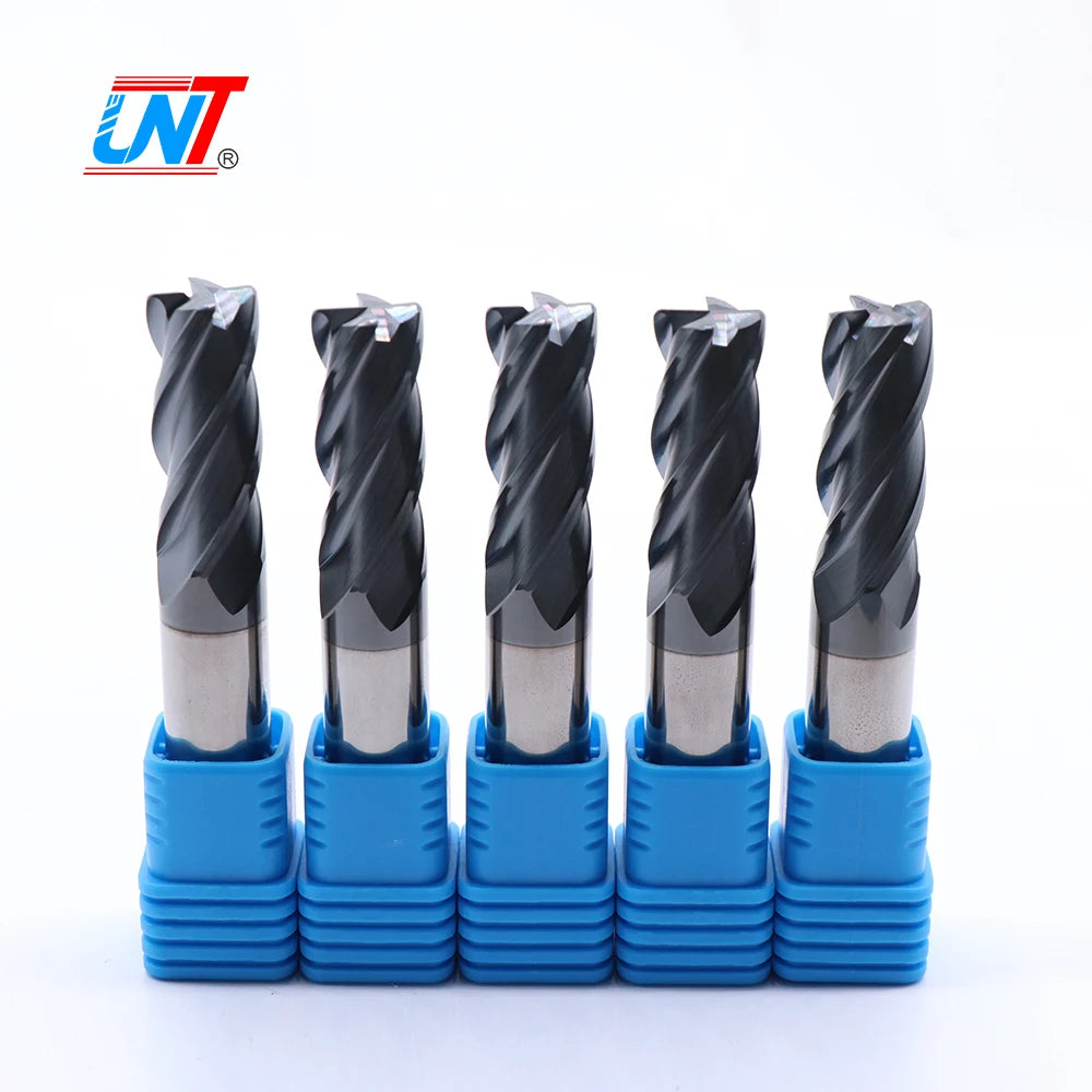 UNT Solid Fresa Finishing CNC Cutting Tools HRC55 4 Flutes Corner Radius Carbide End Mill