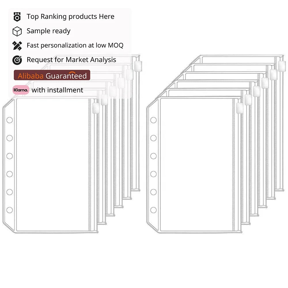 Loose Leaf A7 Mini Loose Leaf Binder Pockets of 6 Holes for A7 6-Ring Budget Wallet Binder