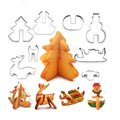 8pcs Saffron 3D Stainless Steel Christmas Cookie Cutters Box Set Includes Snowman Christmas Tree Elk Biscuit Mold for Holiday