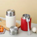 304 Stainless Steel Vacuum Insulated Food Jar Lunch Thermos with Folding Spoon 350ml/500ml/750ml 6-12 Hours Thermal Insulation