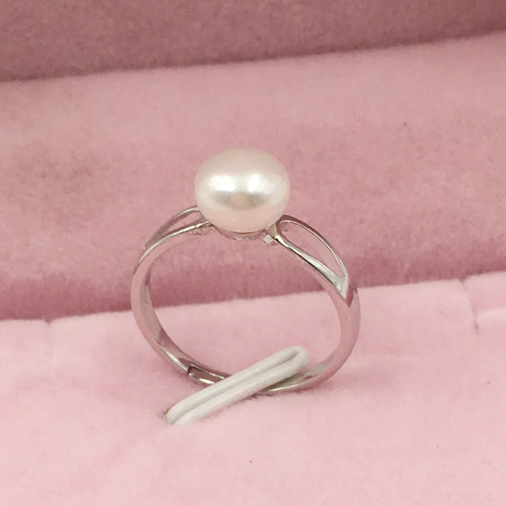 WHOLESALE BULK PRICE 925 Sterling Silver Pearl Ring Adjustable NATURE Freshwater Pearl Ring DIY Accessories Silver