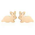 Fashion Rose 18K Gold Silver Black Plated Stainless Steel Small Bunny Rabbit Stud Earrings Jewelry