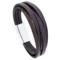 Wholesale DPANCO CB093 Fashion Brown Multilayer Simple Vintage Unisex Jewelry Handmade PU Leather Zinc Alloy Geometric Cuff