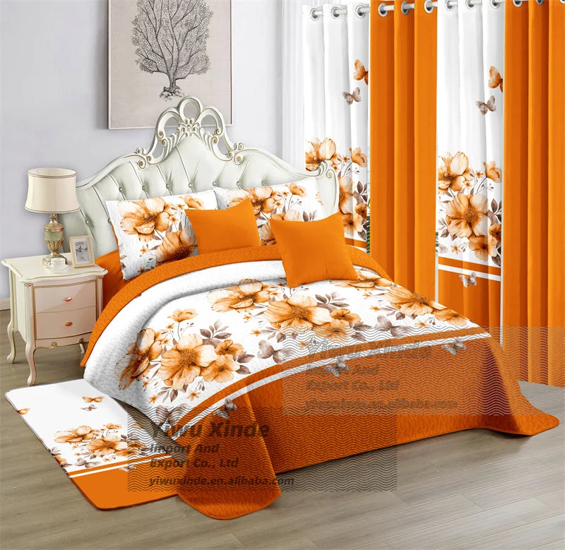 In Stock 12pcs  Bedding Set with Curtains  Bedspread Bedding Set king Size