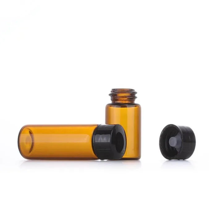 1ml 2ml 3ml 5ml Amber Glass Essential Oil Vials Sample Test Bottle With Bakelite Cap
