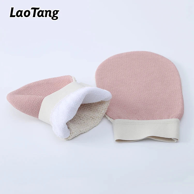 OEM&ODM 100% Natural Sisal and Viscose Exfoliating Mitt Body Scrub Visible Skin Peeling Gloves for Different Skin Types