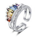Double Band Rainbow Ring Adjustable Wide Stacking Jewelry Rings