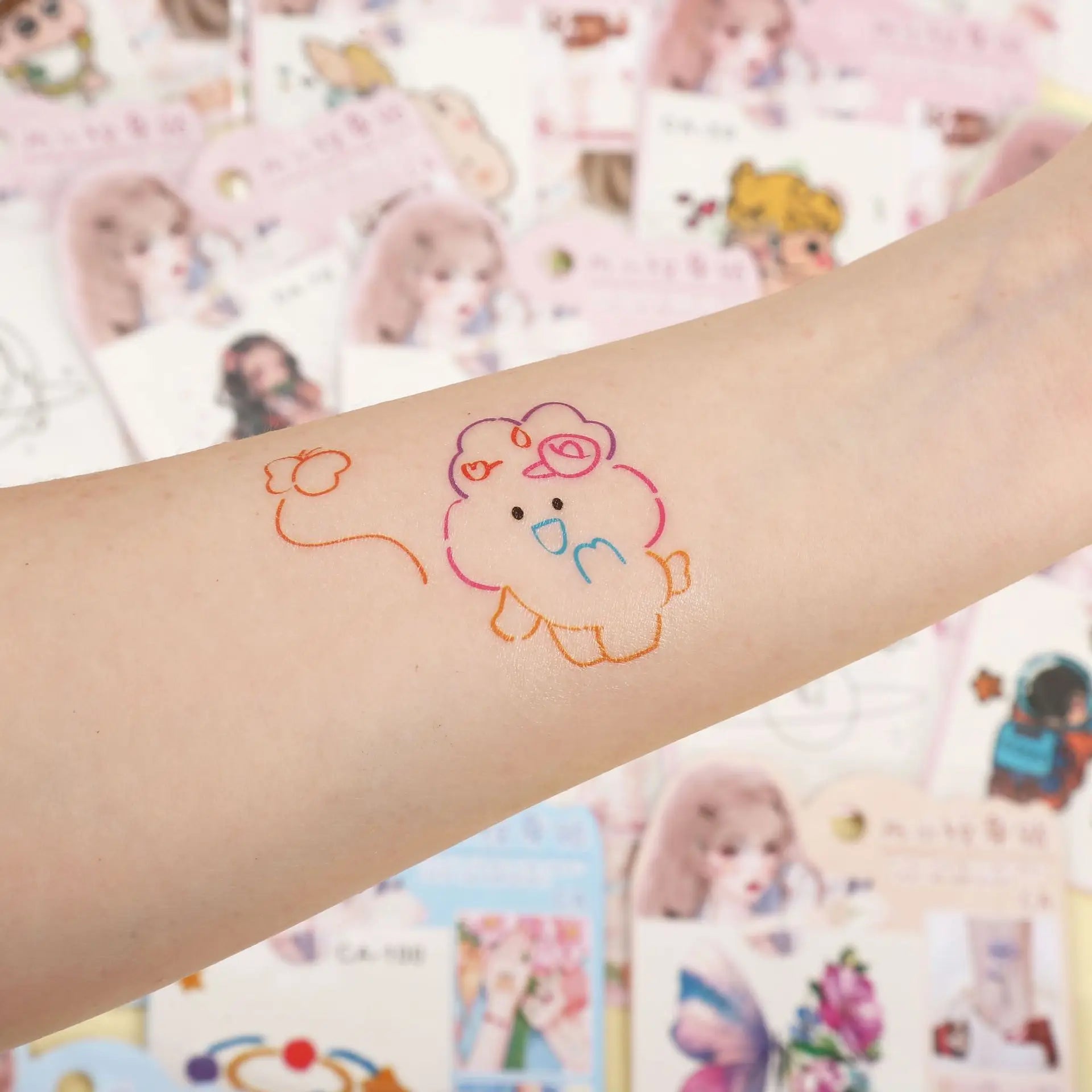 China Factory Direct Transfer Cartoon Tattoo Sticker for Kids Temporary Tattoos Water Transfer Paper PET Film Lasting 5-7 Days