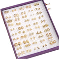 Wholesale Fashion 50 Pairs/Box Small Stud Earrings Set Women Gold Plated Hollow Geometric Multi-Styles Earrings Set