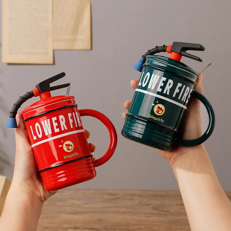 Creative Design Fun Fire Extinguisher Milk and Coffee Mug 480ml High-Capacity Office Ceramic Cups Boys Gifts