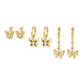 French Light Luxury Micro-Inset Zircon Butterfly Earrings Personality Small Animal Ear Studs Fashion Fairy Bow Ear Clip