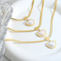 Personality Fashion Pvd Gold Plated Stainless Steel Love Heart Color Bead Pendant Blade Chain Necklace Jewelry