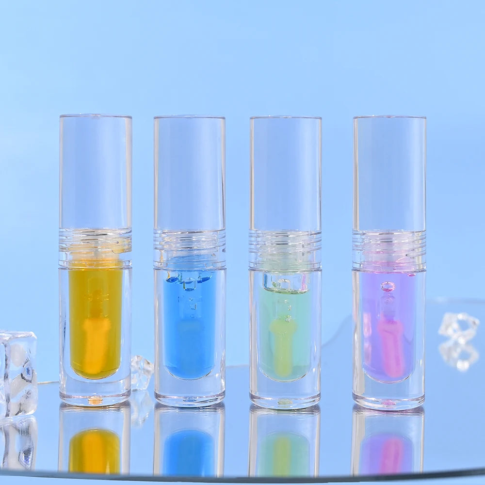 Private Label Vegan Lip Gloss 4 Colors Cruelty-Free Organic Moisturizing & Plumping Clear Mint Cooling Lip Oil