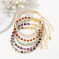 Adjustable 4mm Round Jade Bead Bracelet with Opal Amethyst Quartz Crystals Gold Plated Chakra Healing Stone Bangles Jewelry