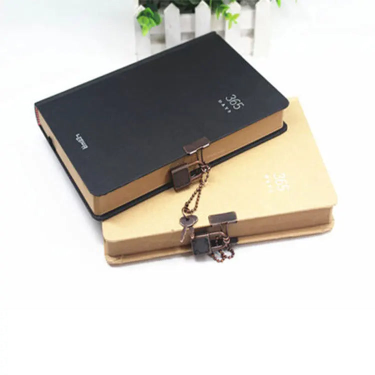 365 Days Notebook with Lock Kraft Paper Blank Notebook Retro Notebook A5