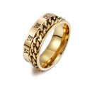 Wholesale New Titanium Rings Biker Grooved Edge Embossing Creative Rotating Chain Stainless Steel Rings