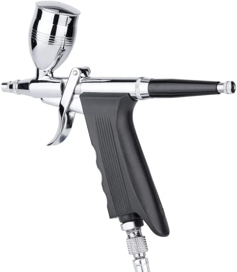 BT-166AK Copper Dual-Action Gravity Feed Airbrush Paint Spray Gun (Pistol Style 2cc/5cc/13cc 3 Cups)