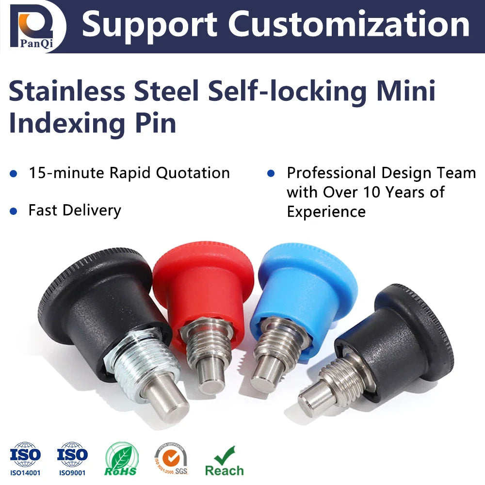 PANQI Red Self-locking Safety Spring Loaded Pull Pin Stainless Steel Mini Indexing Plunger JCZ218 Customized Size