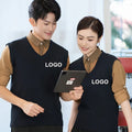 Customized Staff Uniform Vest Sleeveless Classic Waiter Waitress Bar Restaurant Hotel Uniform Knitted Sweater Vest for Men Women
